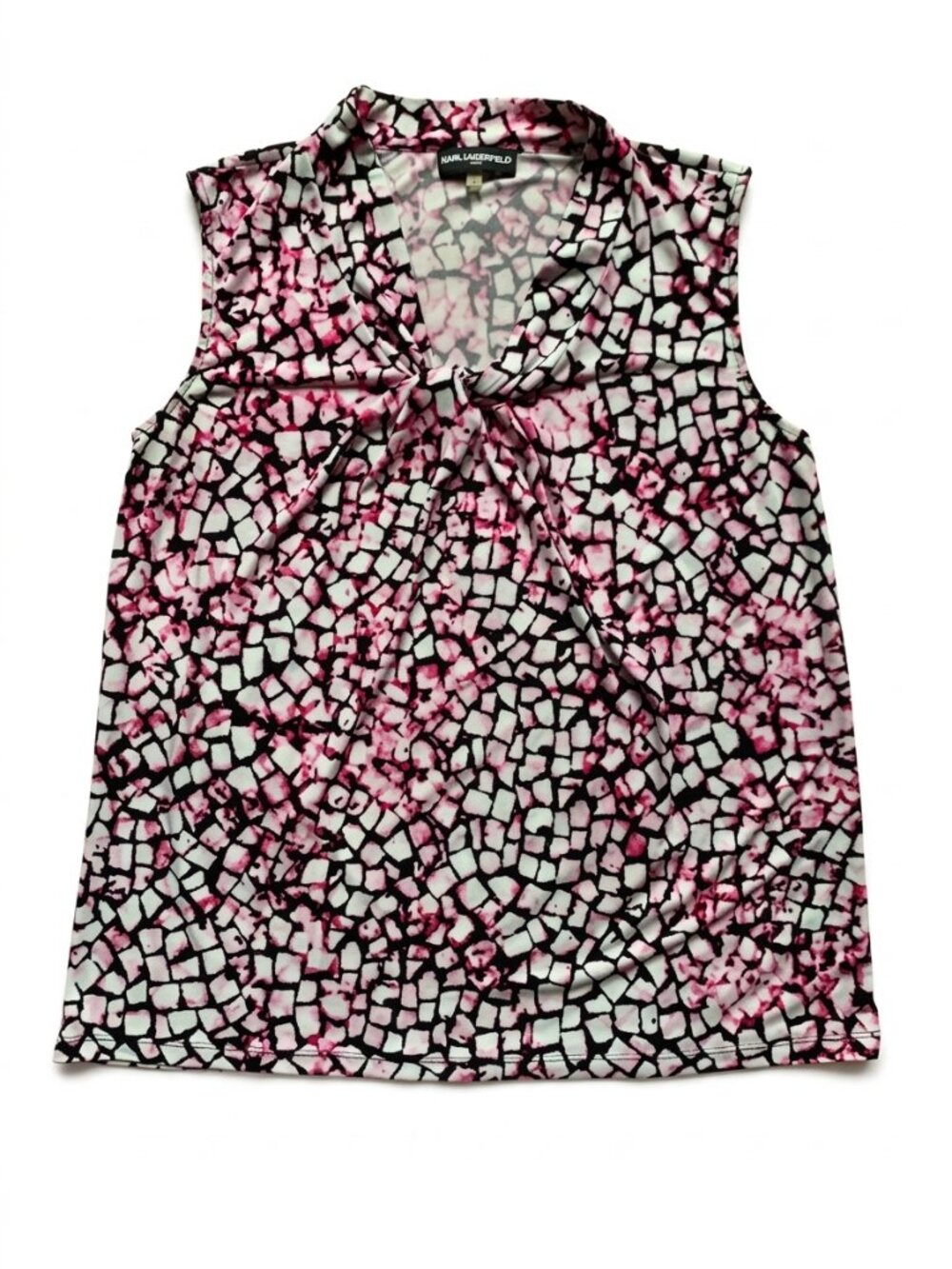 Karl Lagerfeld Paris - Abstract Mosaic Twist-Front Shell – Size Large
